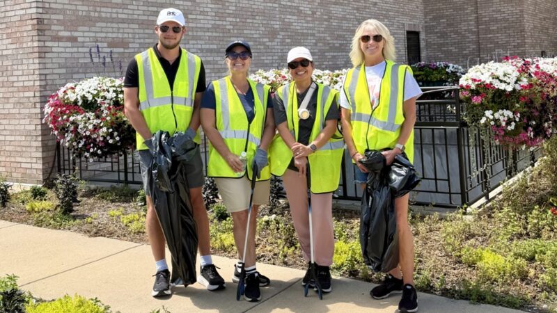Bank of Springfield employees volunteer for a community clean-up day.